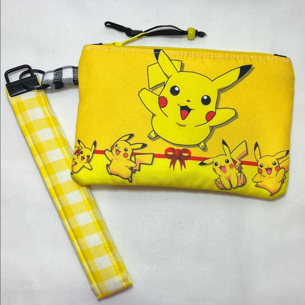 Handmade Upcycled Vibrant Yellow Pokémon Wristlet
